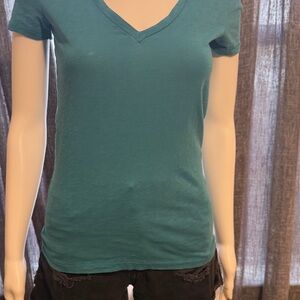 Simple J. Crew V- Neck Tee Shirt In Teal Blue Size XXS